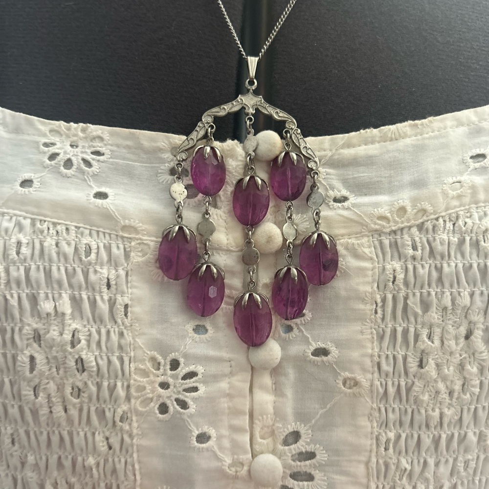 Vintage 70’s Sarah Coventry Purple Chandelier Necklace